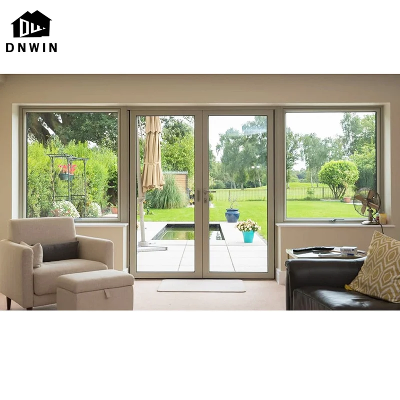 Latest style aluminum double swing door villa thermal break aluminium casement door