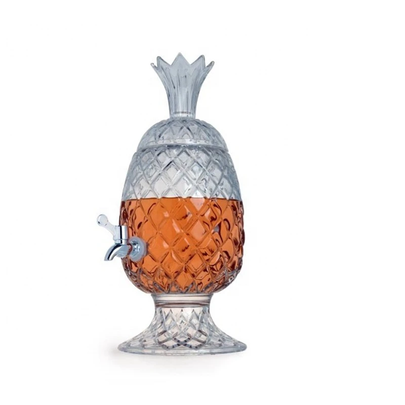 6 Liter Hot Sale Pineapple Shape Embossed Cold Drink Juice Jar Party Iced Beverage Glass Dispenser for Party Home Bar