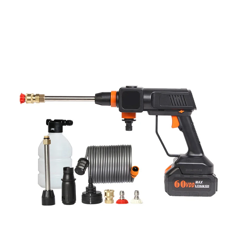 Portable Powerful High Pressure 24v 33V lithium battery wireless car wash water gun high pressure mini car wash machine