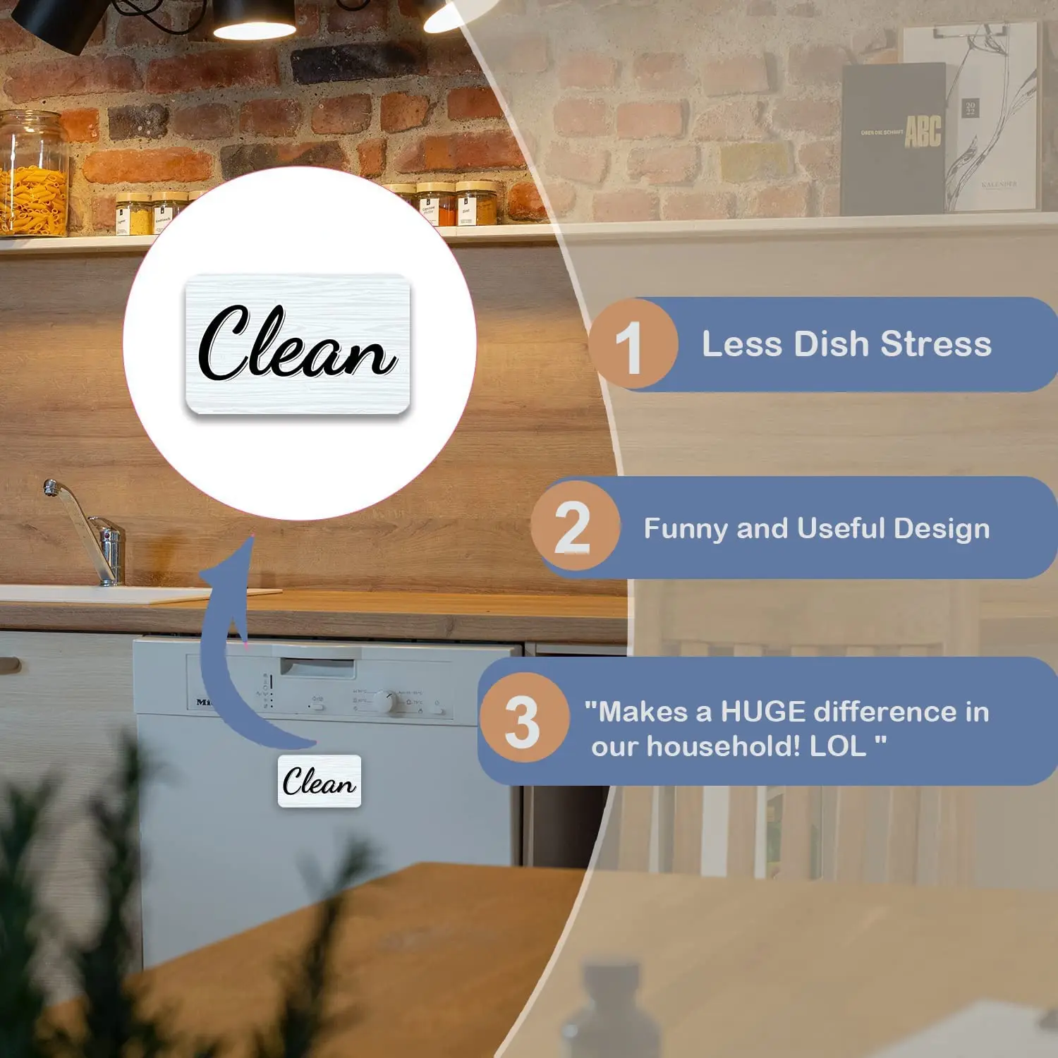 Double Sided Cute Design Manufacturer Clean Dirty Fridge Magnet For Dishwasher