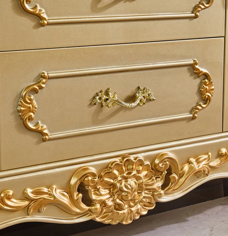Luxury golden color dining room side cabinet European style dining room buffet