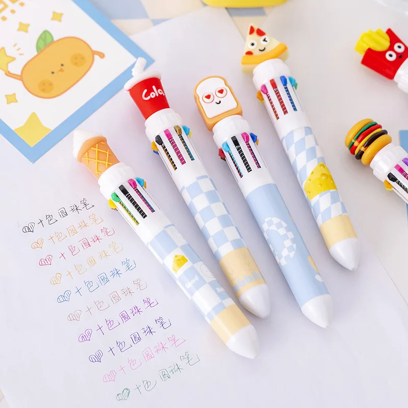 Cartoon creative Student kids 10 color multicolor Pen for promotional ballpoint pen