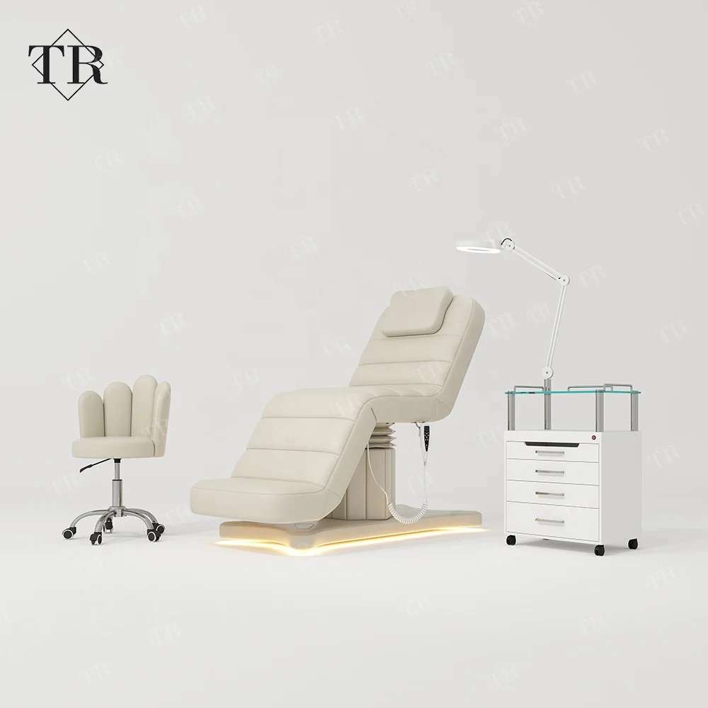 Turri Beauty Lash Bed Spa Salon Eyelash Chiropractic Massage Table Custom Adjustable Electric Brown LED Salon Furniture Modern