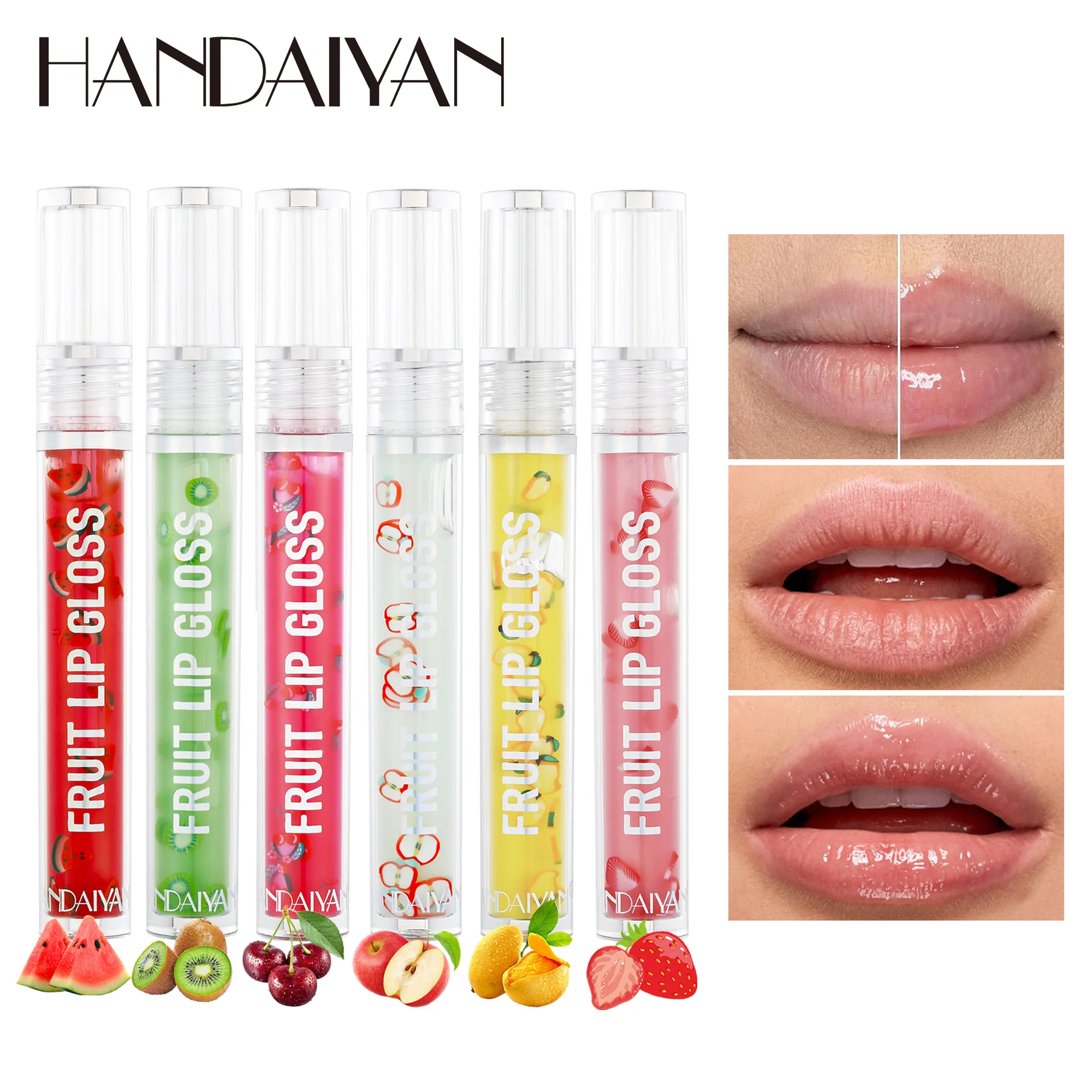 6-color fruit liquid lip oil, hydrating and moisturizing lip glaze, fading lip lines and preventing dry and cracked lip gloss