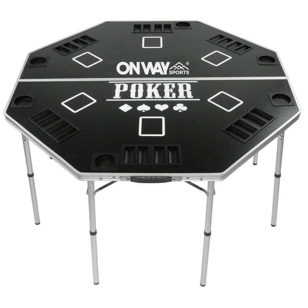 8 Person Octagonal Folding Portable Large Aluminum Poker Table With Cup Holders