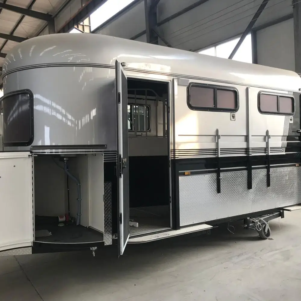 2 horse angle load trailer with kitchenette bunk beds inside