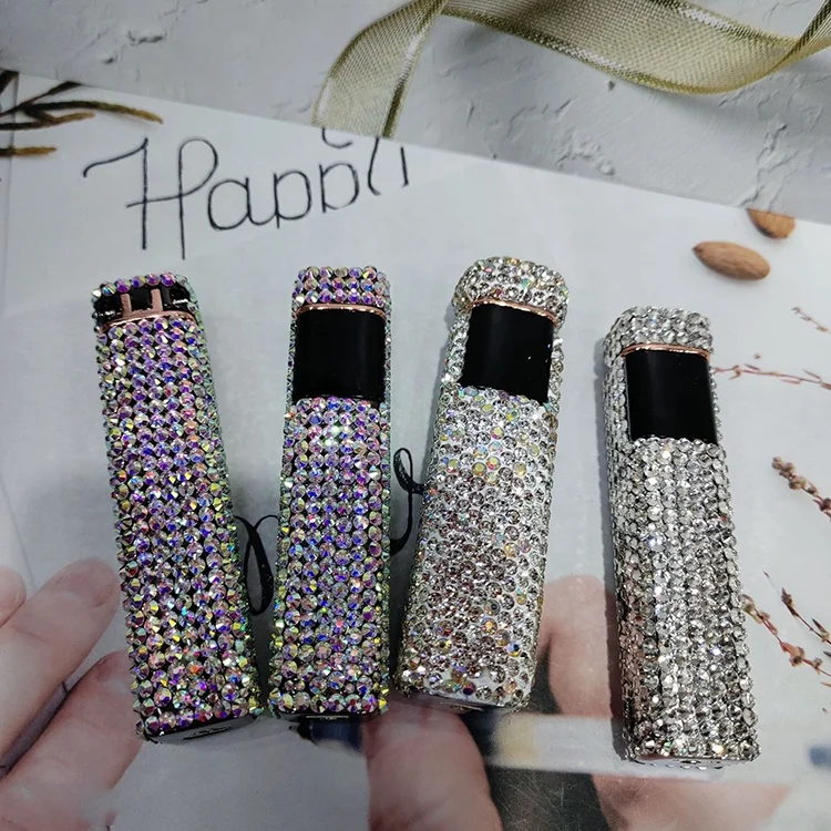 electronic Luxury Rhinestone USB Bling Diamond Windproof Lighter Turch Cigarette Cigerate rechargeable lighters