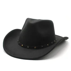 2022 Wholesale Black White Pink Felt Cowboy Unisex light up Fedora Felt Cowboy Hat for Man Women Summer Hats Winter Made Mexico