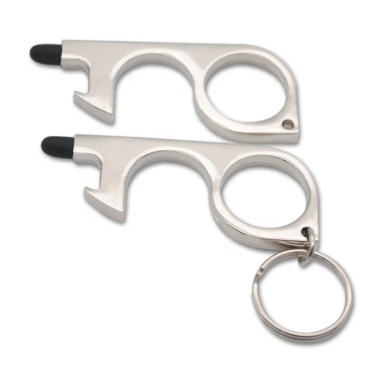 
No Touch Door Opener Tool & Button Self Defense Keychain Tool with Stylus Tips 