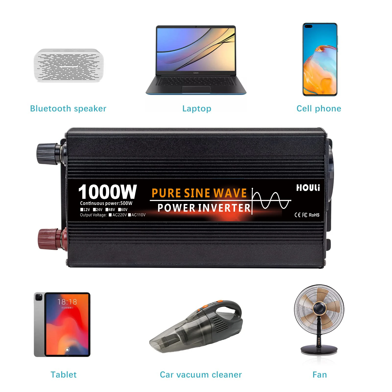 SHENPU Европейская розетка 1000 Вт Инвертор 12 В низкочастотный инвертор инверторы немодулированного синусоидального сигнала