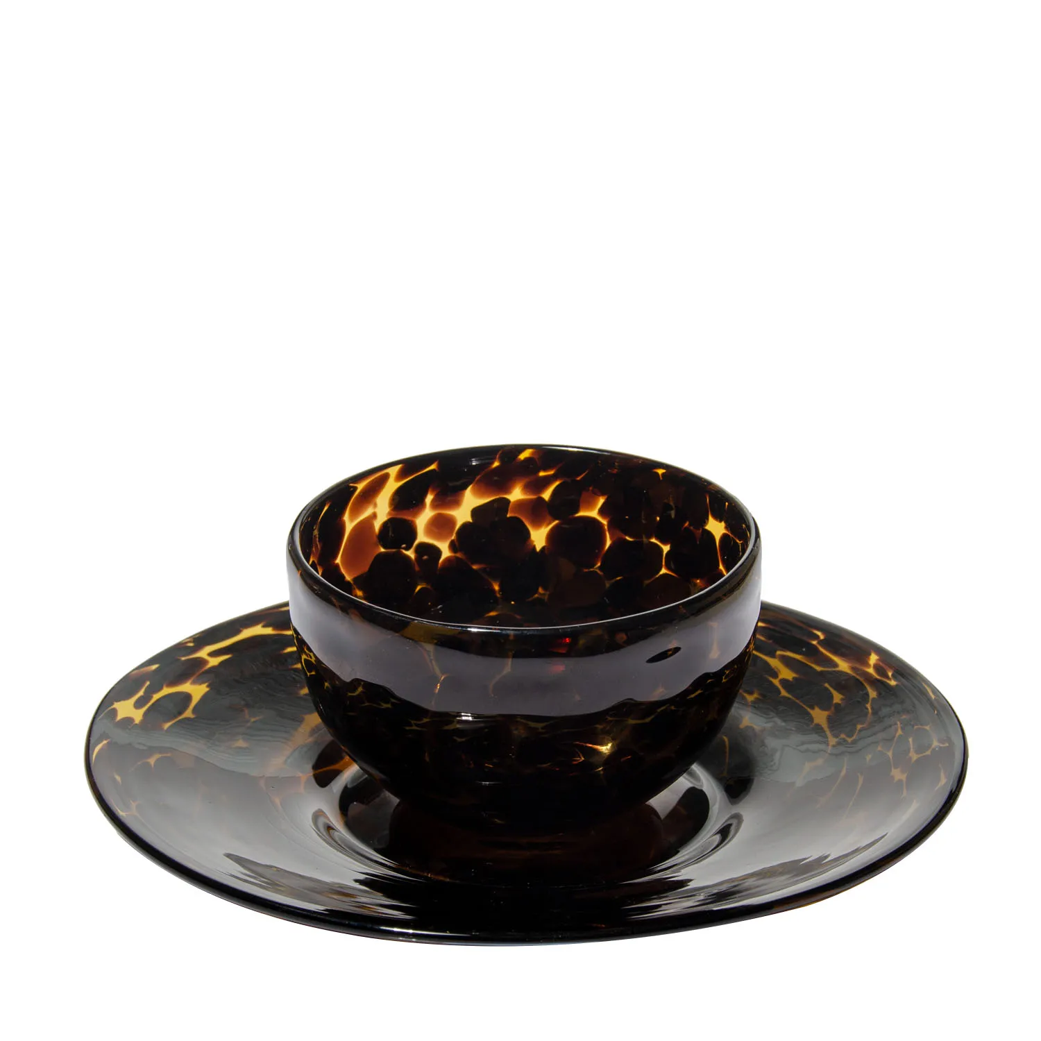 Samlife Artisan Handmade Serving Mixing Bowl Mexico Hand Blown Recycled Tortoise Shell Colored Mexican Glass Bowls