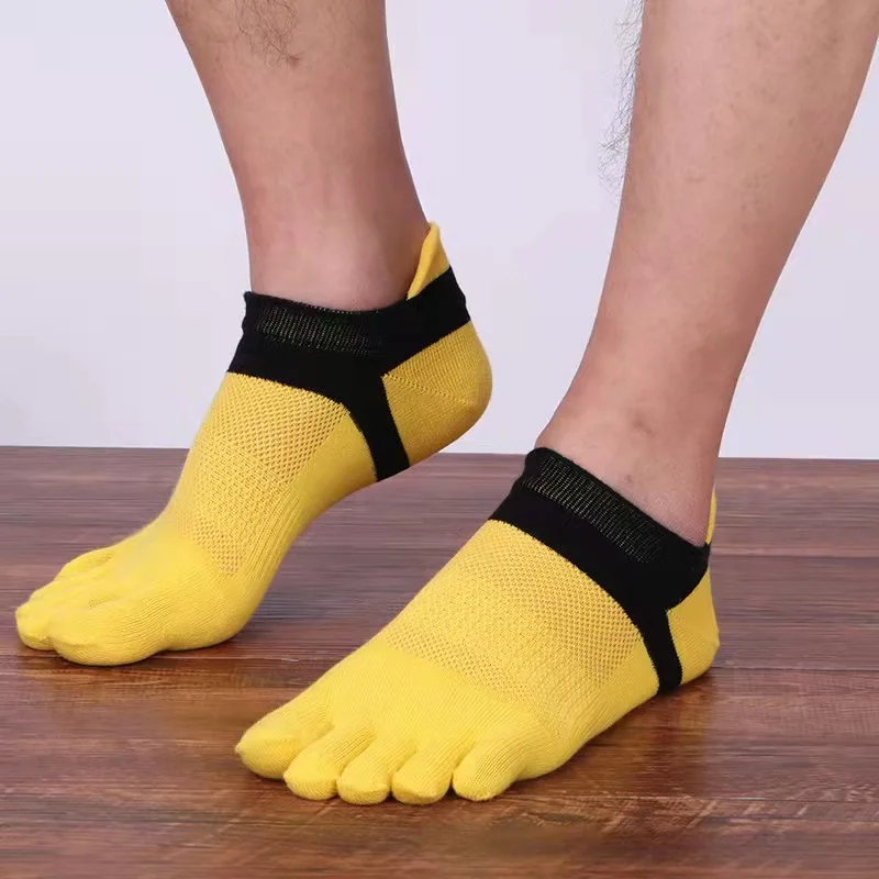 Custom logo ankle colorful cotton socks men 5 finger toe men socks