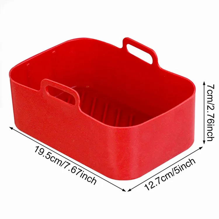 Rectangle Reusable  Air  Fryer Pot Food Safe Air Fryer Silicone Basket Liner Silicone Baking Pan