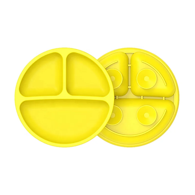 Wellfine Amazon Hot Sales Silicone Baby Plates for Toddler Kid Eco-friendly Non-toxic Silicone Suction Plate Baby