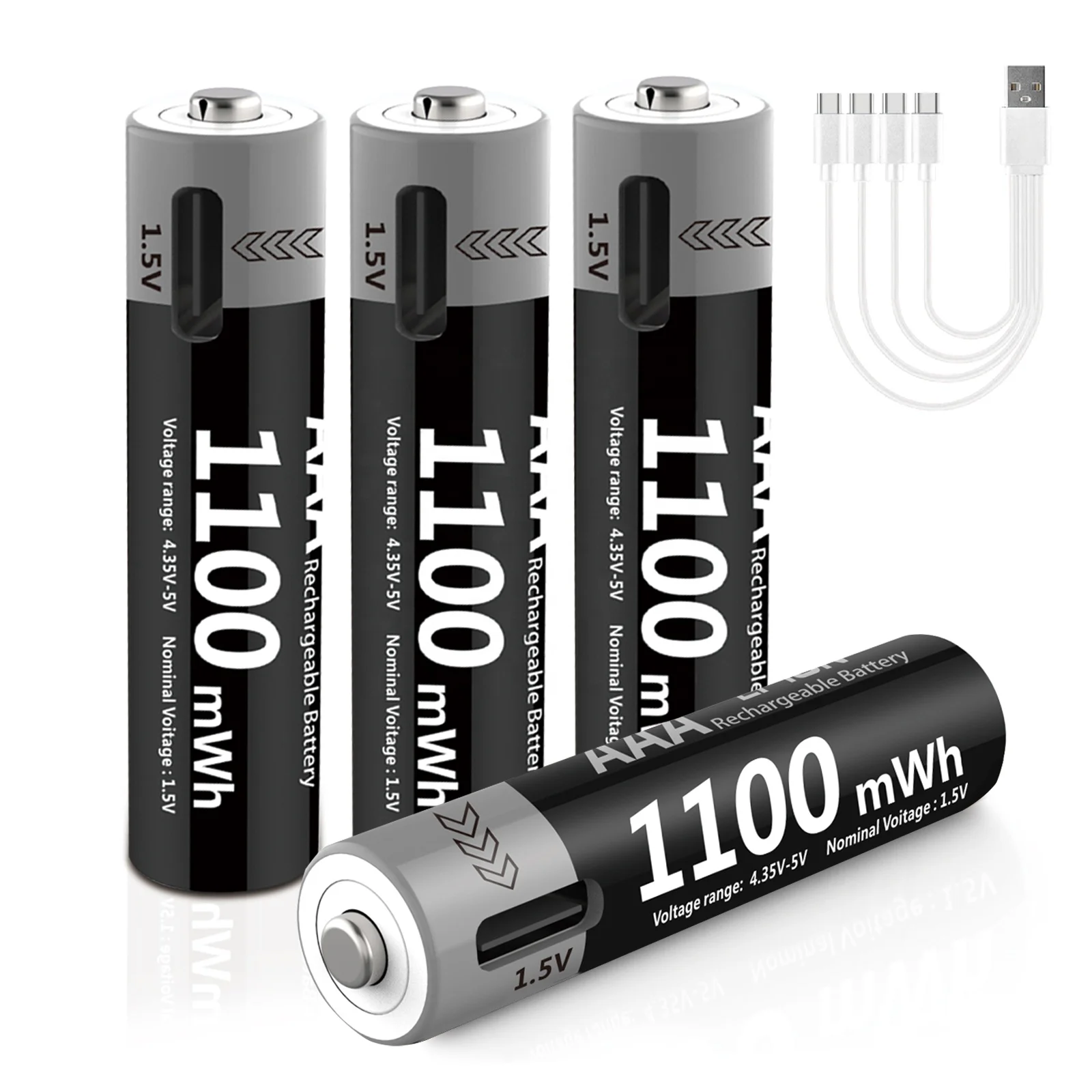 Logo Custom Oem Home Portable Small 1100mWH Type-C USB Rechargeable AAA lithium Ion Battery