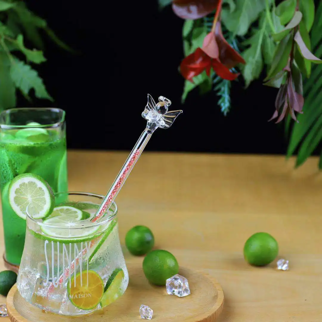 Custom Reusabl Glass Drink Stirrer Coffee Stirrer with Crystal Infused