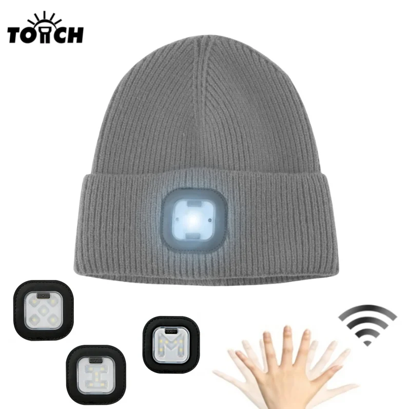 LED Cap Light Beanie with Light Unisex Rechargeable Hands Free LED Headlamp hat with light Beanie Cap Flashlight