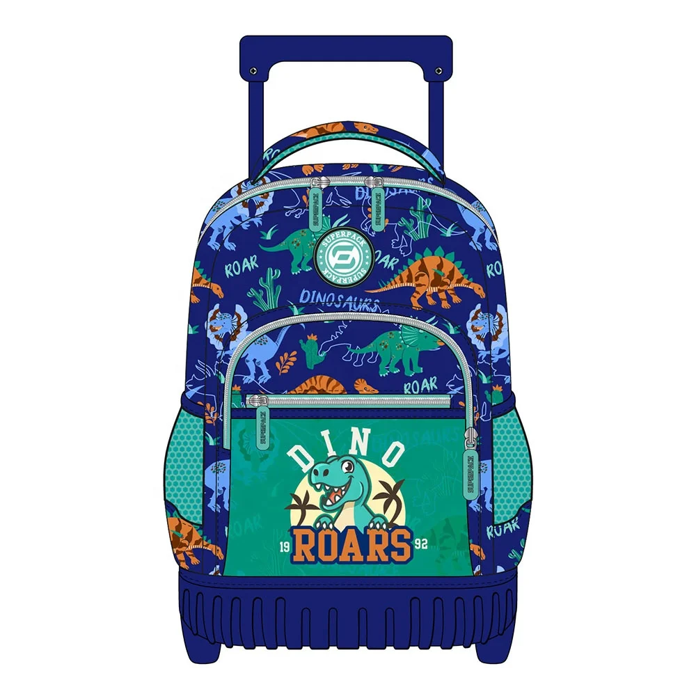 New Fashion Trends Lightweight Primary School Students Backpack 3 Pcs School Trolley Bag Dinosaur School Bags