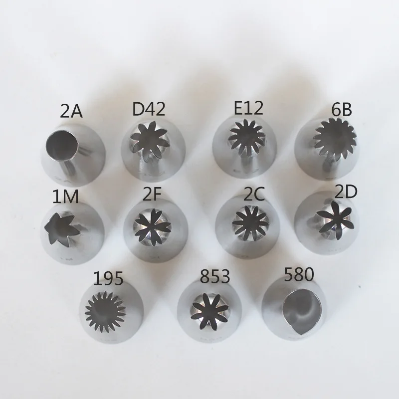 Hot sale 304 stainless steel pastry nozzles butter cookies pastry nozzles seamless bakeware tools