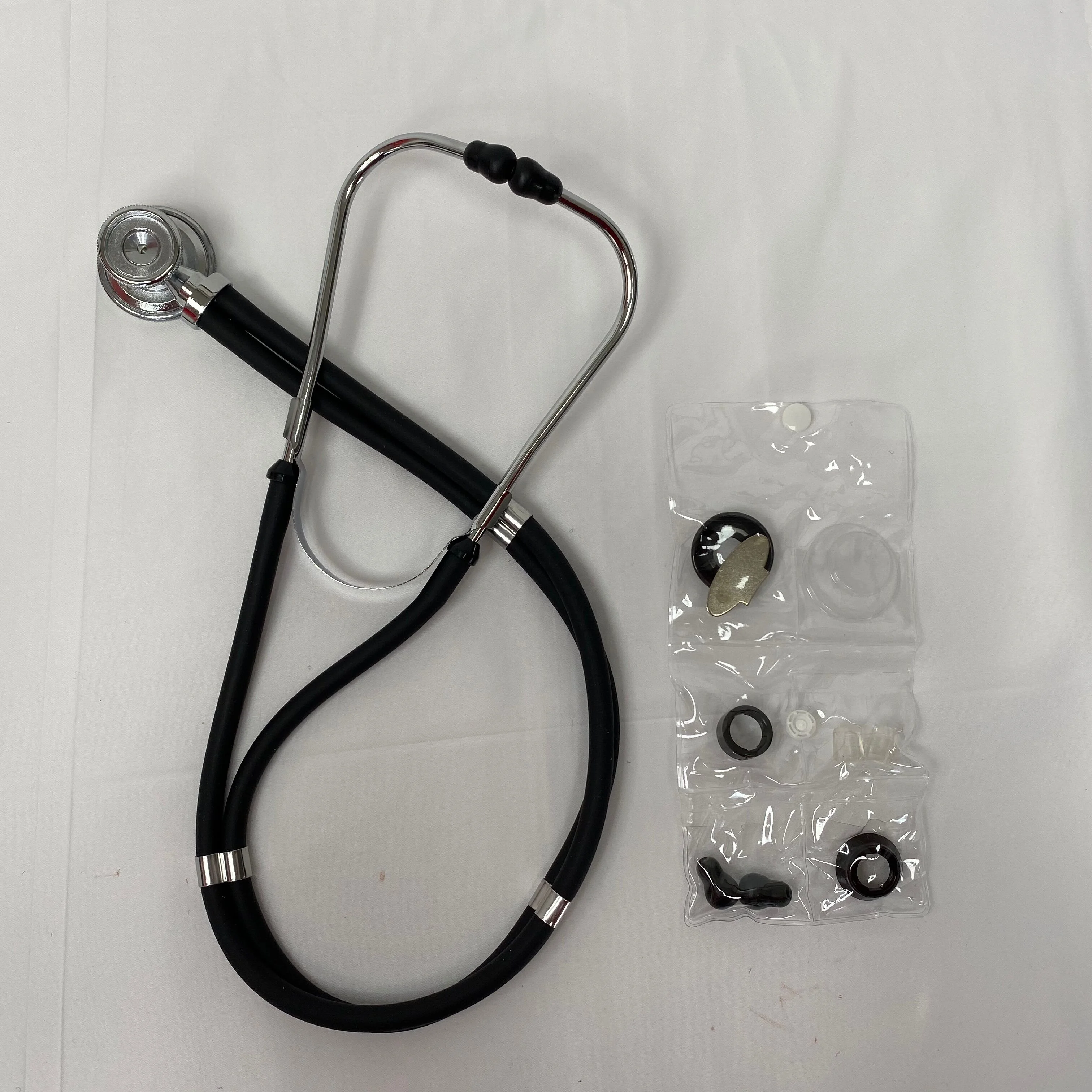 Multi-function dual-heads stainless medical stethoscope with name tag