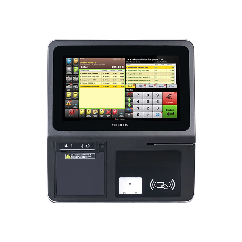 11.6 Inch Wall Mounted Desktop Touch Screen Pos System Cashier Machine with 2D Scanner Thermal Printer