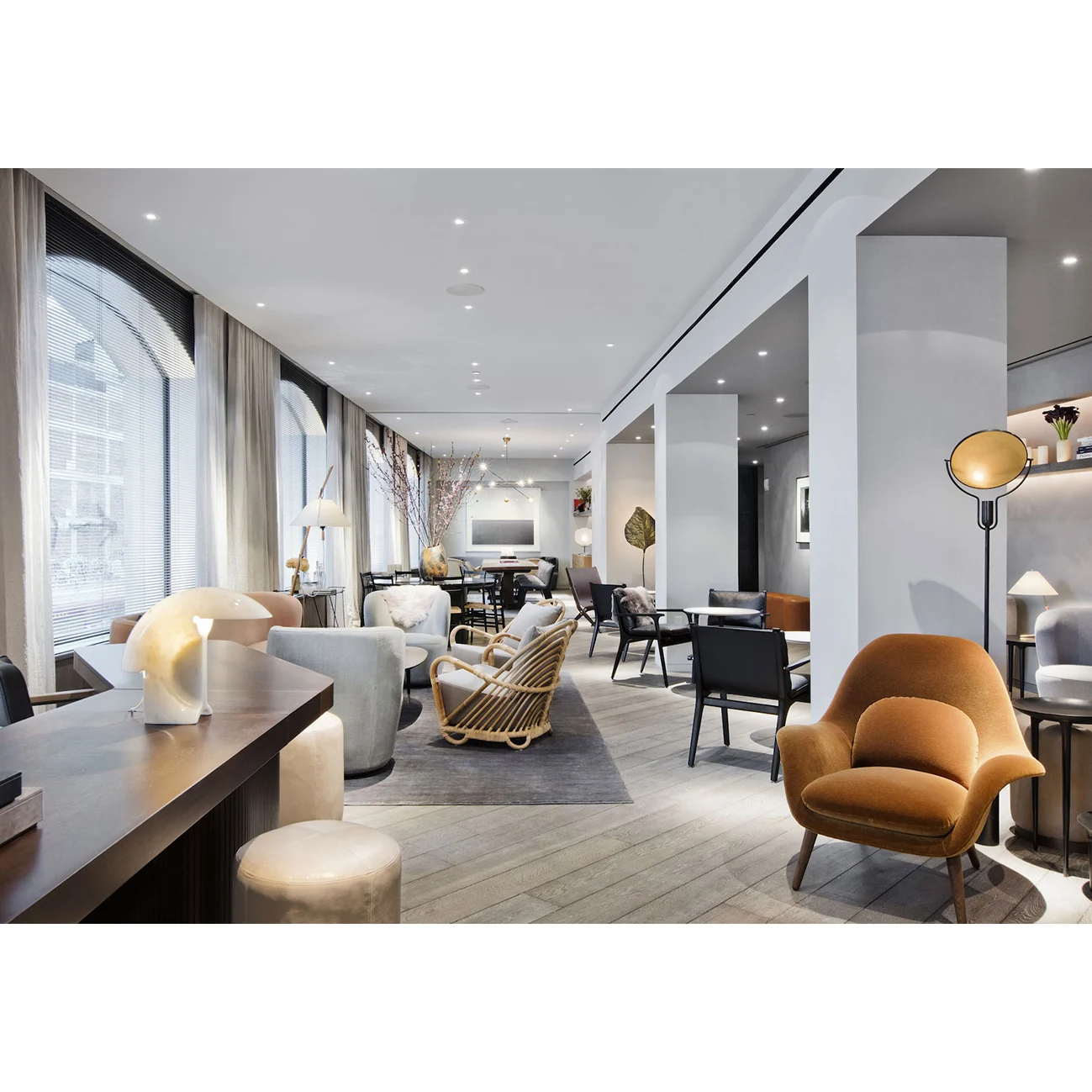 Light luxury modern hotel company restaurant cafe lobby office living room furniture set table chair sofa custom furniture set