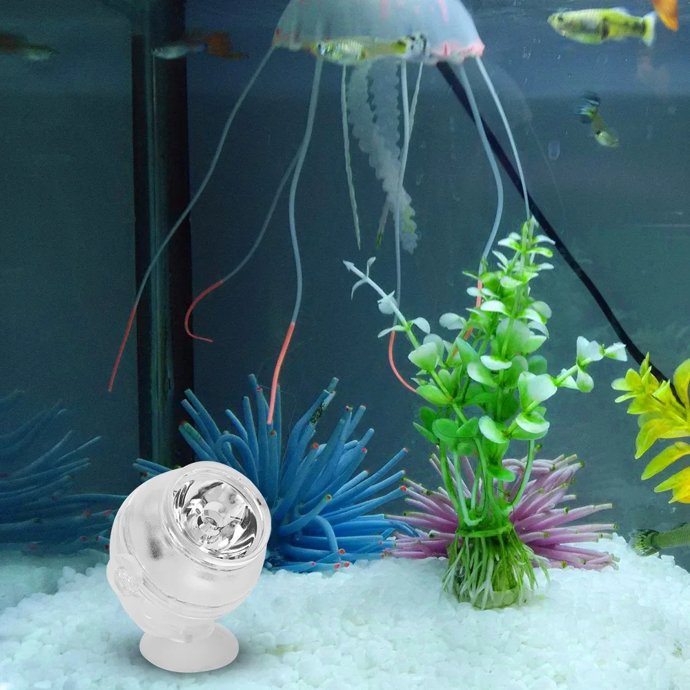 LED Fish Tank Small Spotlights Color Changing Aquarium Lights USB Diving Lights 360 Degre Rotation Underwater Lighting AC90~260V