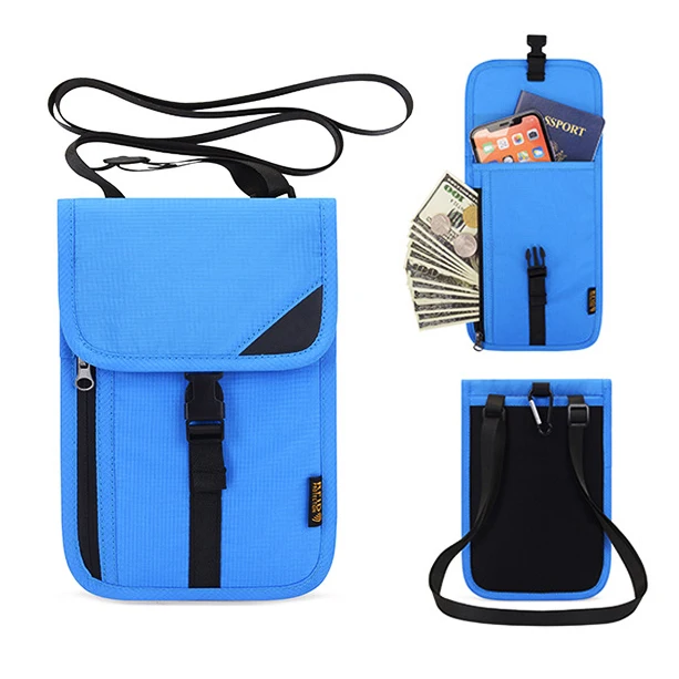 Neck Wallet RFID Blocking passport bag Holder Easy to Conceal Travel Pouch