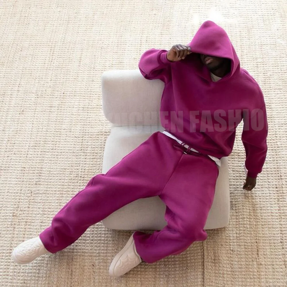Custom logo streetwear 450g fleece cotton Sweatsuit Flared Sweatpants And Hoodie Set vintage Jogger suit plain Tracksuits
