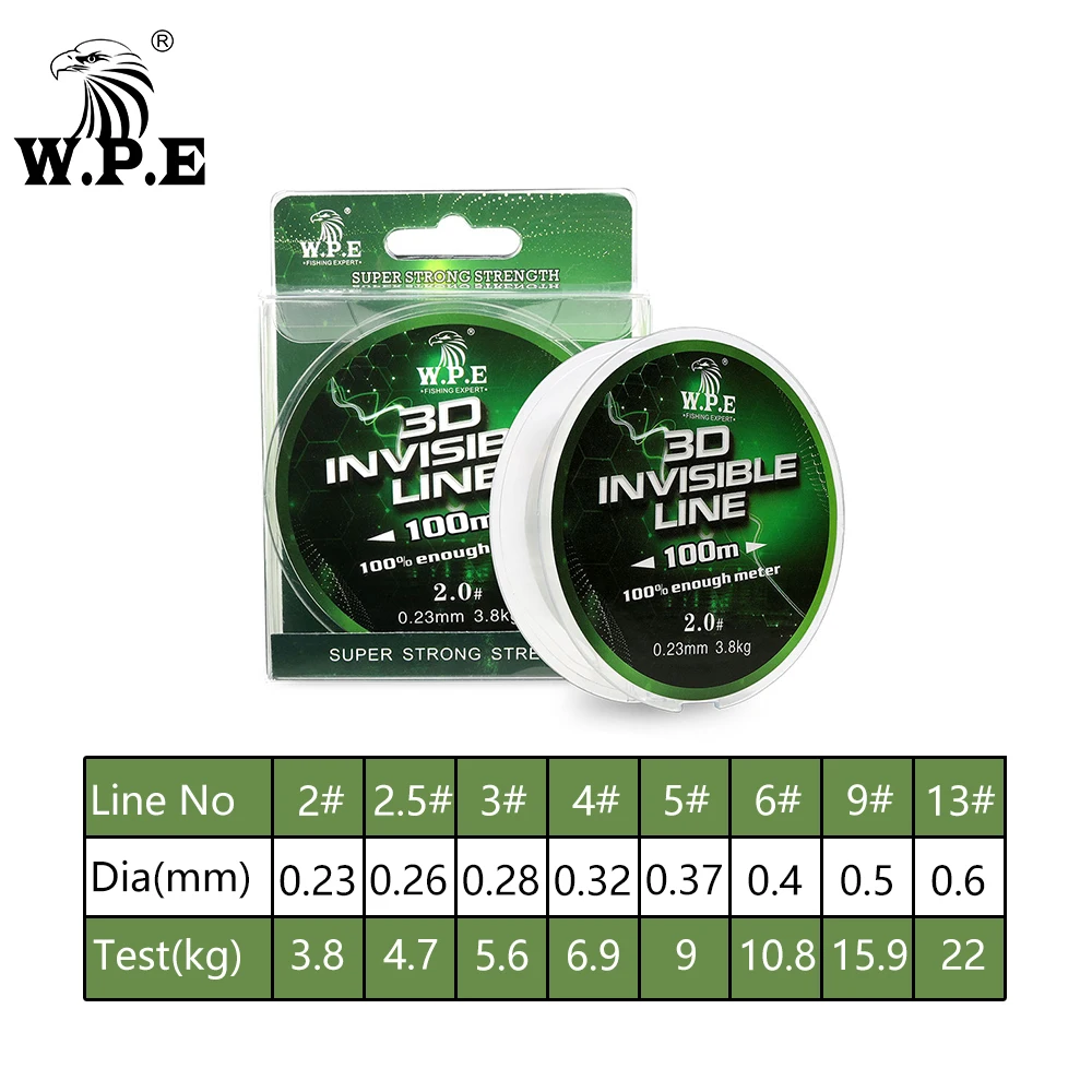  W.P.E Фирменная нейлоновая леска 100 м/150 м/300 м/500 м 0 23 мм-0 60 мм прочная монофиламентная 3 8 кг-22 кг для ловли карпа японский