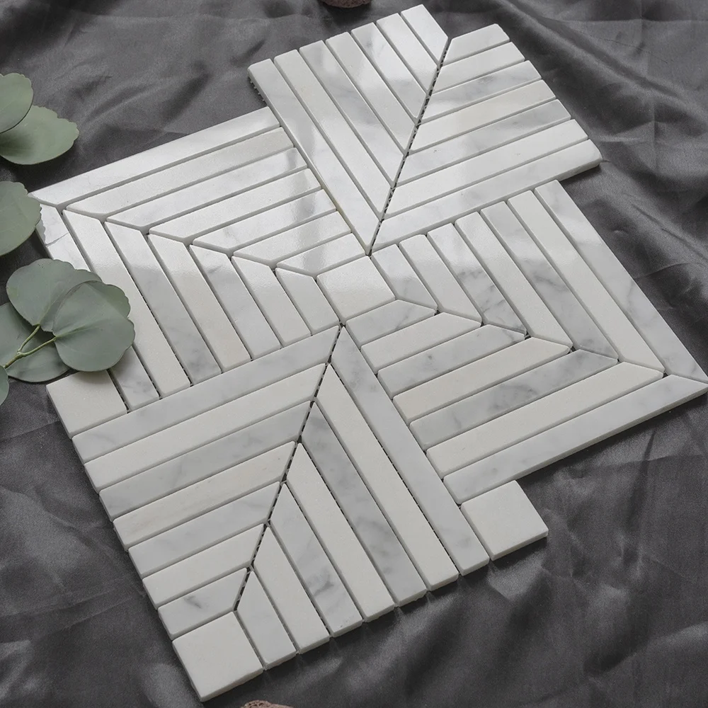 Индийский зеленый мрамор смешанный каррарский камень 3d backsplash напольная плитка для ванной комнаты Зеленая Мраморная мозаичная