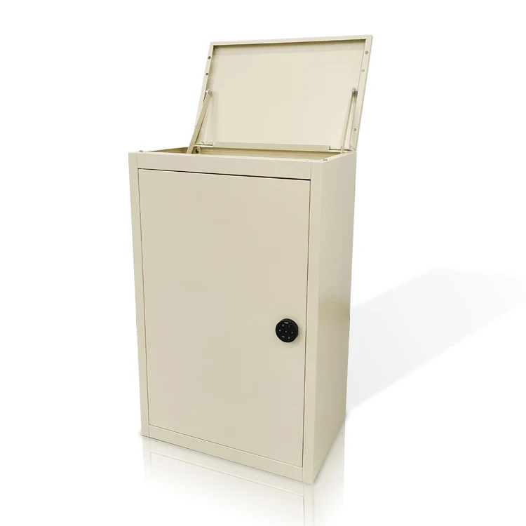 JH-Mech Package Drop Box Easy Installation White Powder Coated Free Standing Loacable Anti-Theft Parcel Lock Drop Box