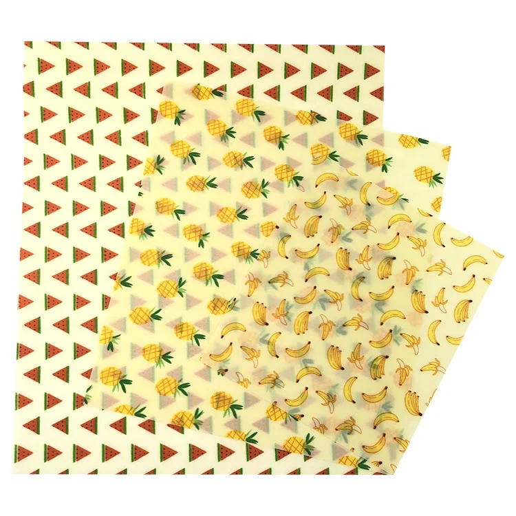 100% Cotton Organic Natural Beeswax Food Wrap Sustainable BeesWax Food Wraps