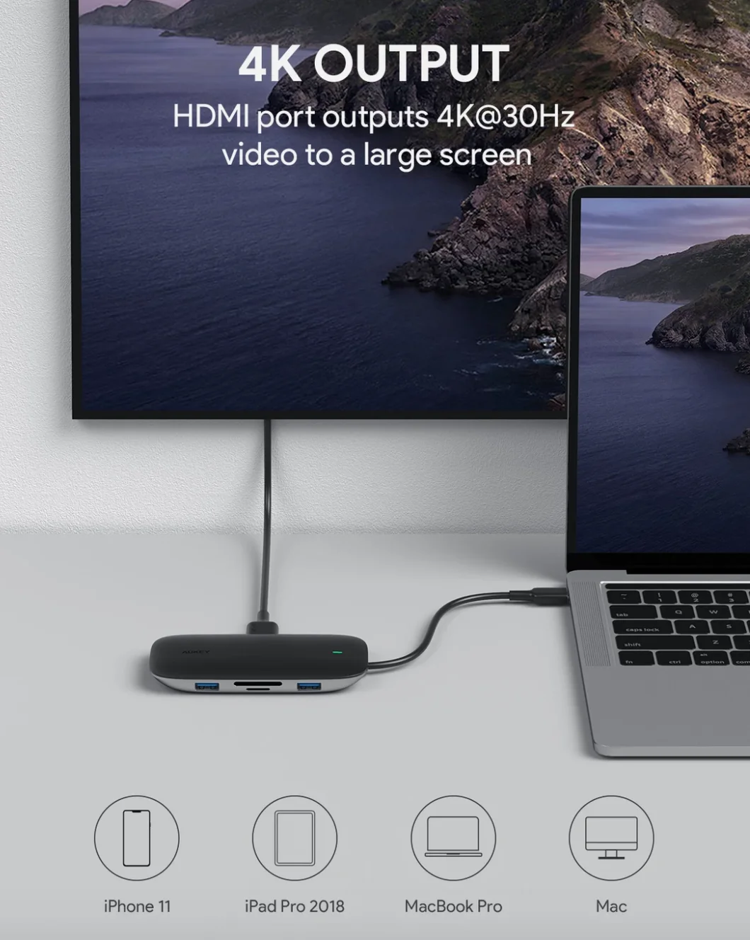 Duty Free Best Selling 8 in 1 USB C hub Network Connection and Fast Charging USB-C Hybrid Hub