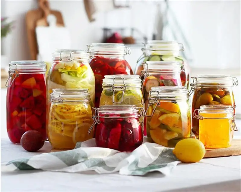 
 Хит продаж, герметичные стеклянные банки для хранения еды, банки для джема с зажимом, стеклянные банки для еды, 200 мл, 300 мл  