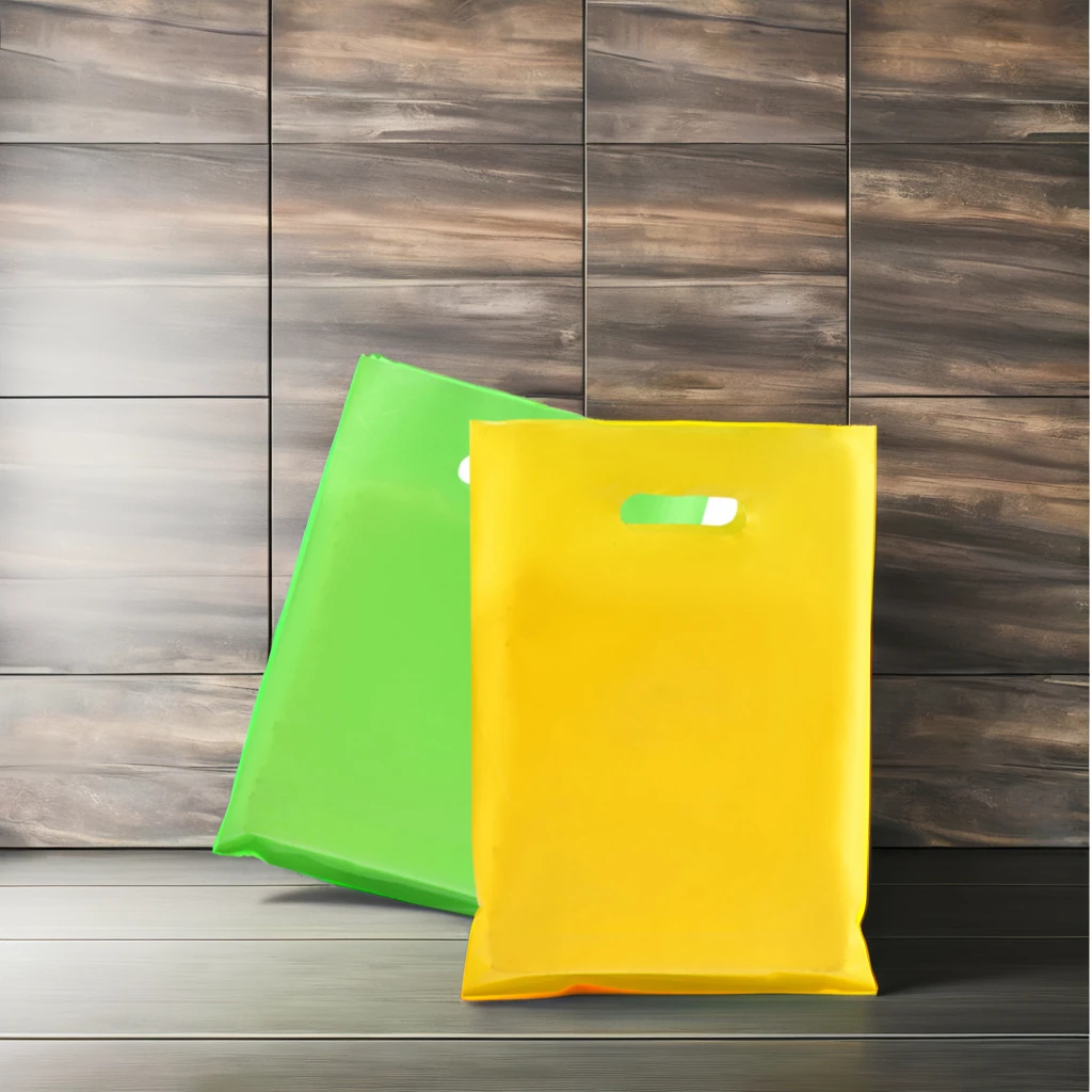 Wholesale Custom Recyclable T-Shirts Shopping Bags Die Cut Handle Grocery Business Promotion Clothes Pet Food Jelly Sushi