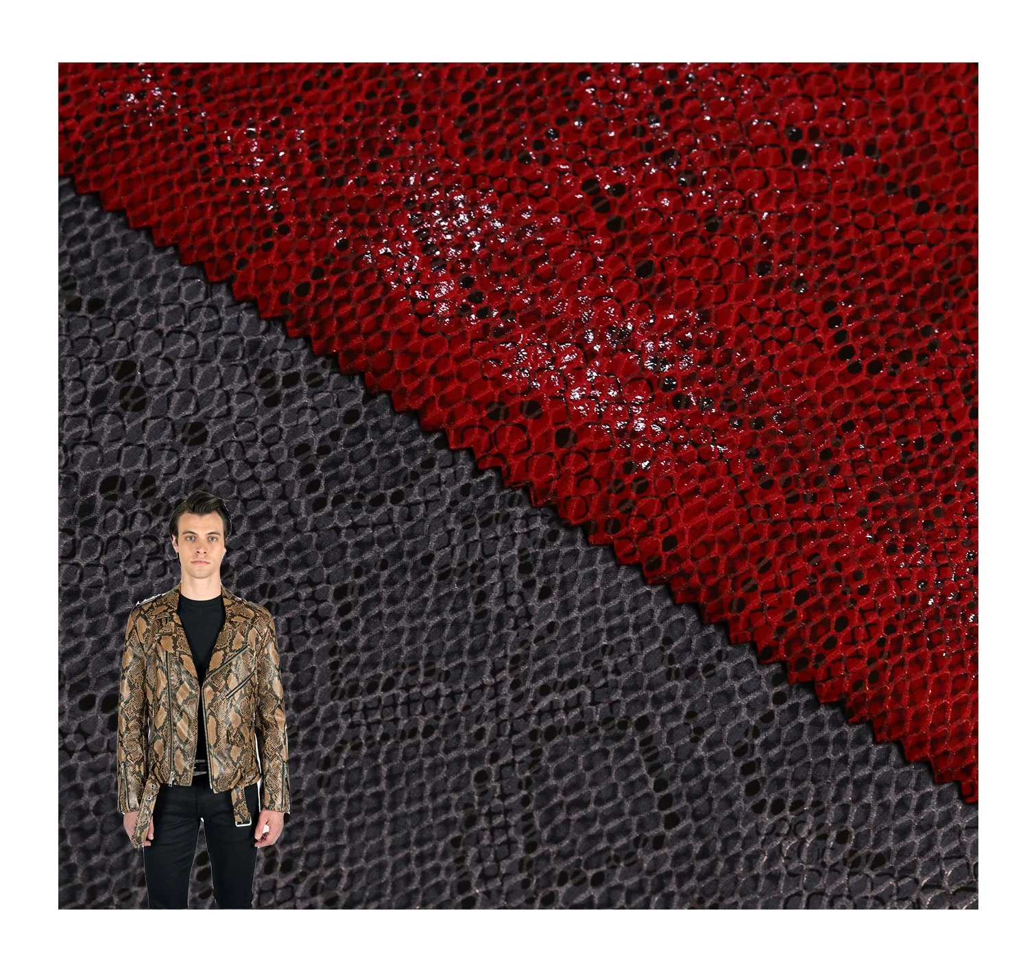 Recycled Knitting Dragon scale bright Suede Fabric For Clothes