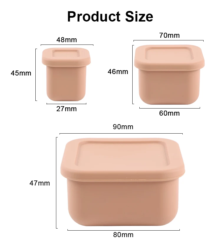 Custom Eco Friendly Reusable Silicone Kid Bpa Free Leakproof Food Storage Box Set Square Fruit Snack Container With Silicone Lid