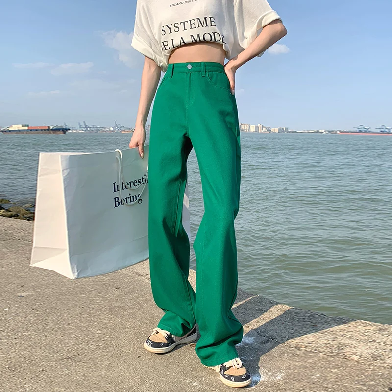 New Women Loose High waist sexy Straight Jeans Wide leg pants Comfortable Stylish Female Casual Denim Trousers