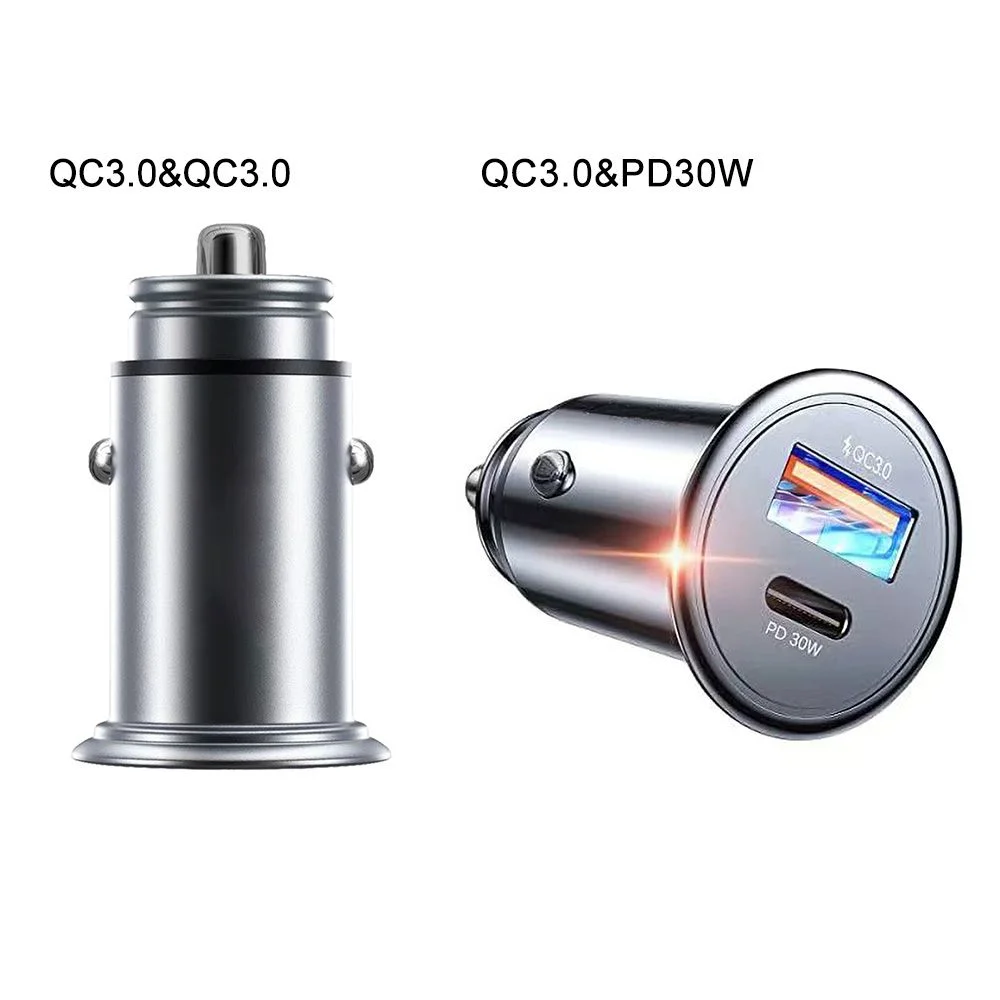 For iPhone For Samsung Dual Ports Type C QC3.0 48W Travel USB Car Charger Phone PD Charger Quick Charger Car Adapter