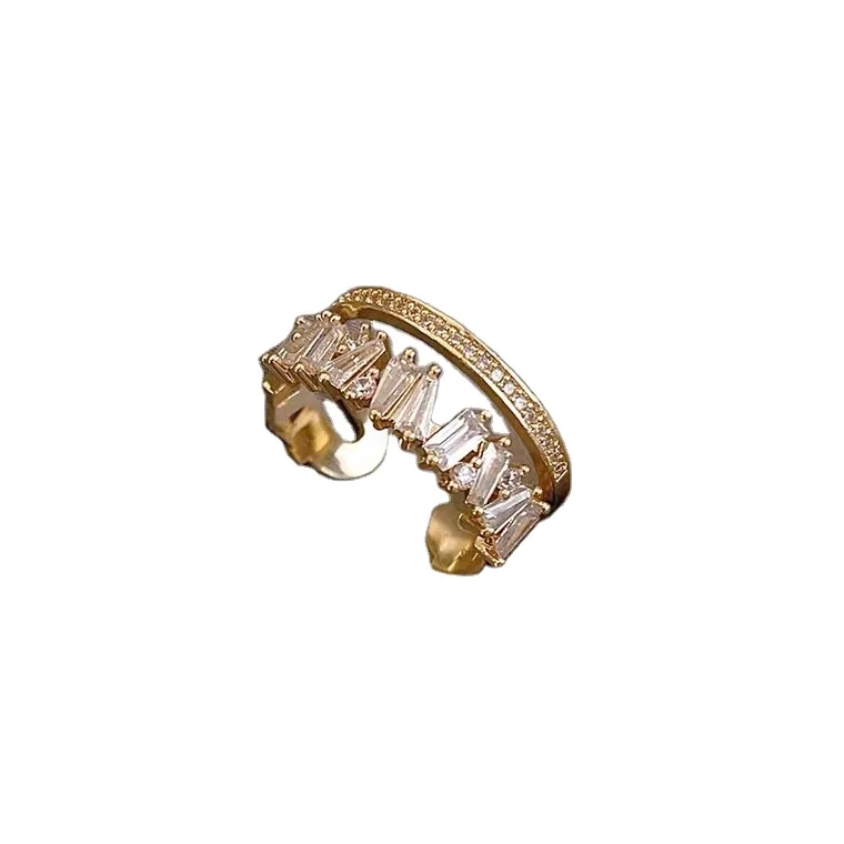 14k Gold double layer ring female cool wind