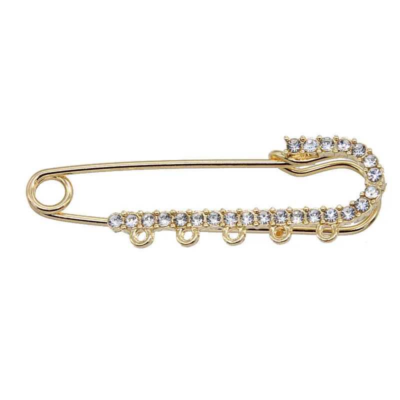 Gold Plated  Baby Pins Brooch Rhinestone Crystal Muslim Islamic Hijab Scarf Safety  Pins Brooches For kids