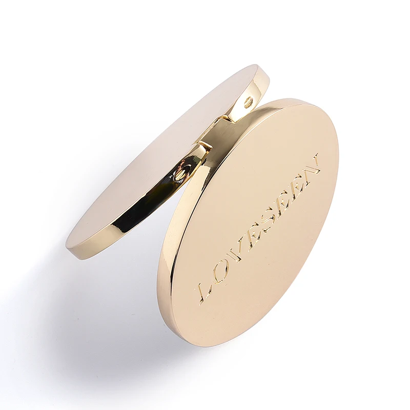 Souvenir Double Sided Customized Logo Metal Pocket Mirror Round Gold Make up Compact Mirror