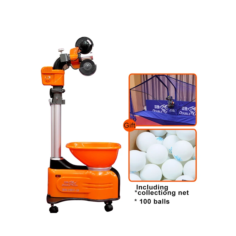 Double Fish Original Ping Pong ball Robot, 9 drill modes table tennis training equipment serve machine
