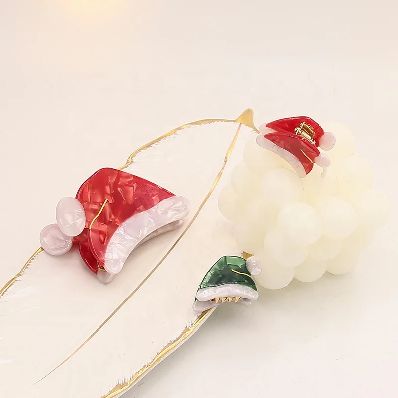 New arrivals mini Cute Christmas Hat Clip hair claw large hair accessories durable hair claw clips for Girl