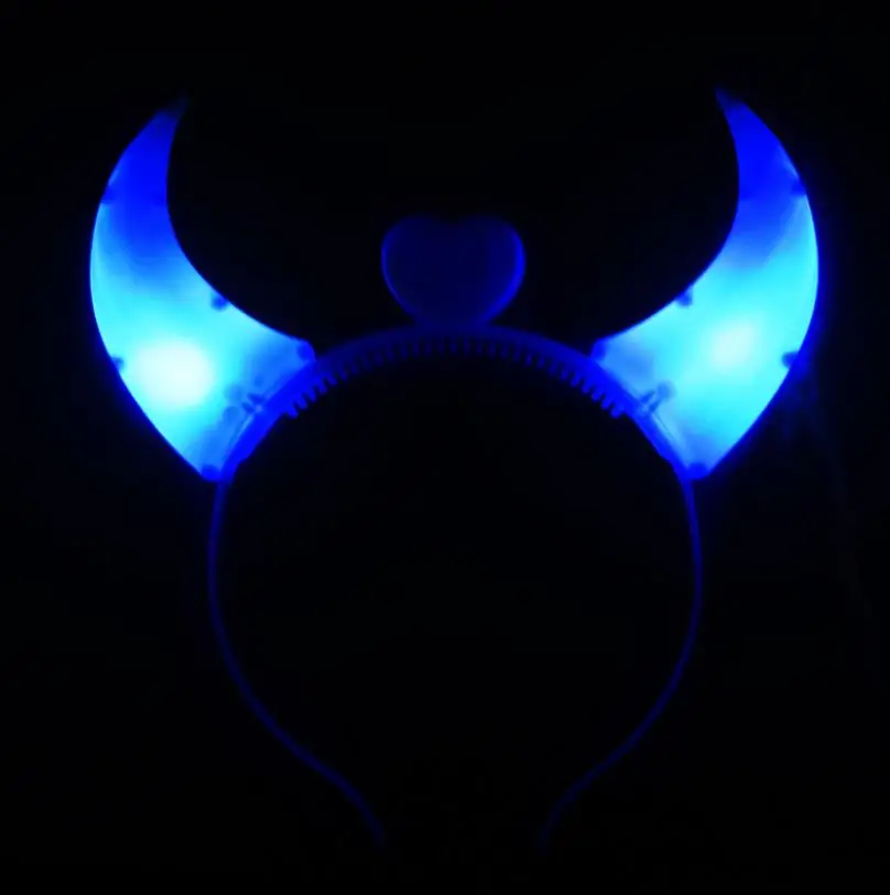 Glow Halloween Decorations Neon Party Concert Birthday Favors LED Light Up Devil Horns Headband