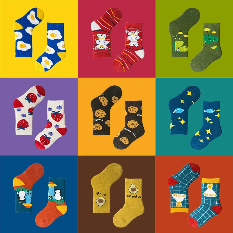 YUELI wholesale cotton custom terry baby socks spring cartoon animals kids socks