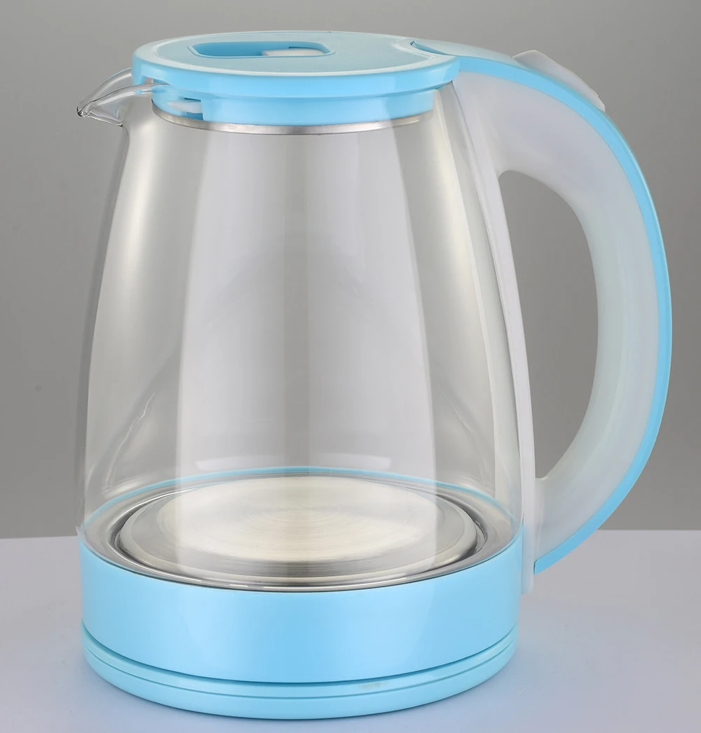 
2021 hot sale home electronics kitchen appliances Blue LED light Black WHITE Transparent borosilicate Glass pot electric kettle 