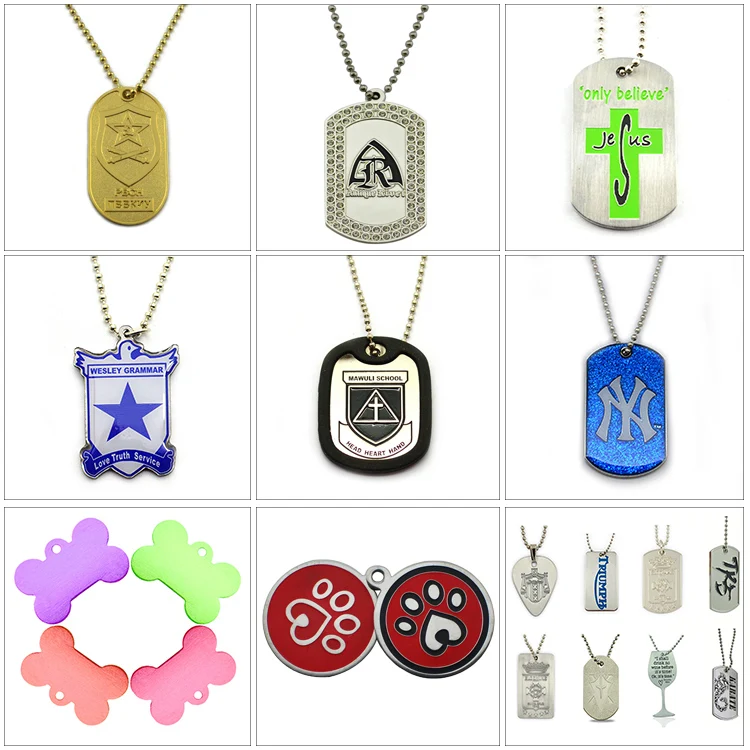 Wholesale Personalized Custom Stainless Steel Name Blank Pet Cat Dog Id Tag Pendant Collar Accessories