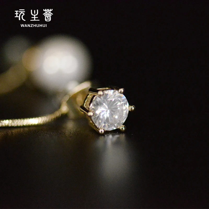 Оптовая цена 14K позолоченные Длинные Полоски имитация жемчуга Hao камень красивые серьги